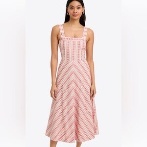 Draper James Pink Chevron-Pattern Midi Dress
